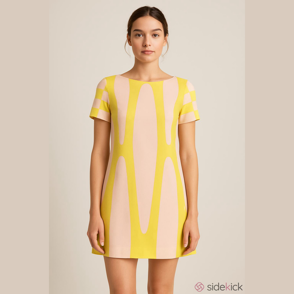 CELINE Vintage Y2K circa 2005 open back yellow and pink dress
